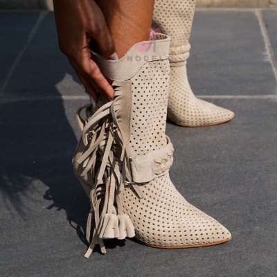 Botine Monika Perforated Cream - Img 1