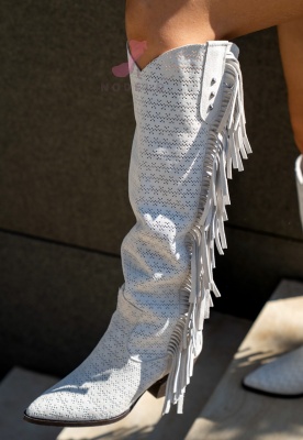 Cizme Adinna Perforated White - Img 6