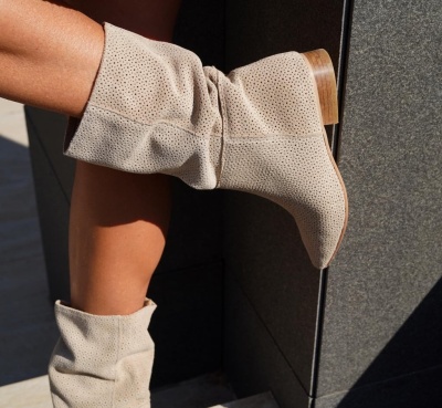 Cizme Kaily Short Perforated Cream - Img 2