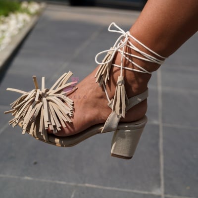 Sandale Dara Fringe Beige