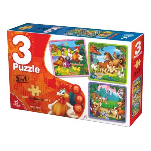 Puzzle 3 in 1 animale