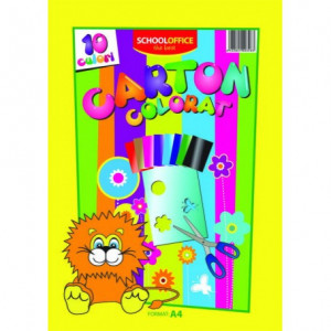 Carton colorat 210g 10cul/set School Office