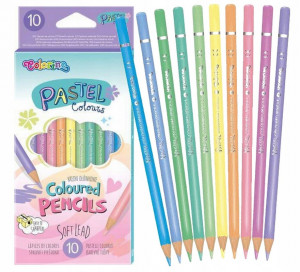 Creioane colorate 10 culori pastel Colorino