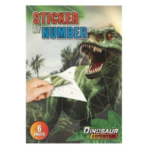 130004 carte cu stickere pe numere Dino - Img 1