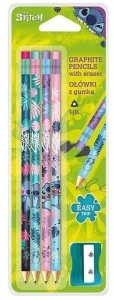 Set 4 creioane cu guma+ascutitoare Stitch