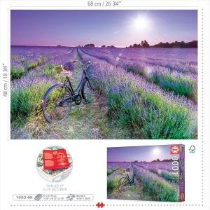 19255 Puzzle 1000 piese bicicleta in campul de lavanda - Img 2