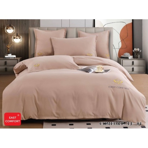 Премиум спално бельо за двойно легло HoReCa, 6 части, финет с бродирано лого EAST COMFORT – Комфорт и елегантност за хотели и къщи за гости, код EST-TJ04