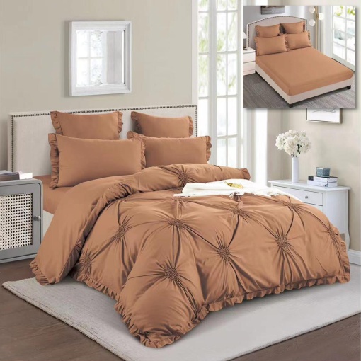 Двоен спален комплект, с ластик, мек памук Soft Touch, 6 части, с бродерия SPR-T1-01
