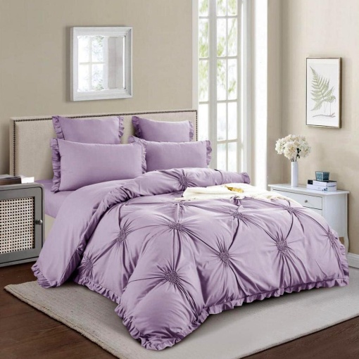 Двоен спален комплект, с ластик, мек памук Soft Touch, 6 части, с бродерия SPR-T1-11