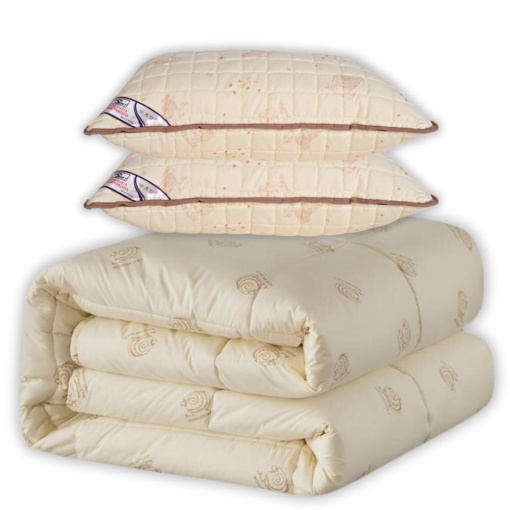 КОМПЛЕКТ: Завивка 200x230 см + 2 възглавници 50x70 см с естествена вълна Wooltex, ПРЕМИУМ, 200x220 см, произведено в Румъния, код SBR-PLT-15