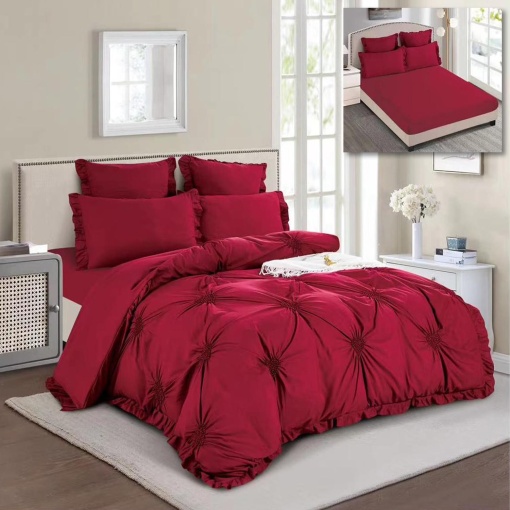 Двоен спален комплект, с ластик, мек памук Soft Touch, 6 части, с бродерия SPR-T1-03