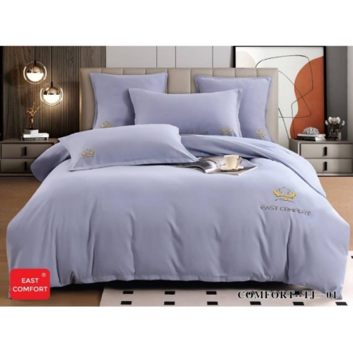 Премиум спално бельо за двойно легло HoReCa, 6 части, финет с бродирано лого EAST COMFORT – Комфорт и елегантност за хотели и къщи за гости, код EST-TJ01