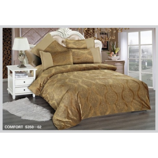Спално бельо за двойно легло от кралски кадифе Velvetto, East Comfort, 6 части – Премиум удоволствие и луксозен комфорт, с технология за дигитална бродерия, код EST-S350-02