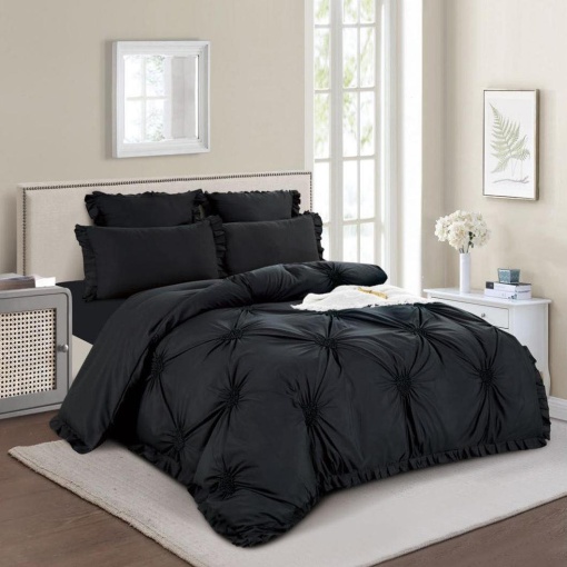 Двоен спален комплект, с ластик, мек памук Soft Touch, 6 части, с бродерия SPR-T1-15