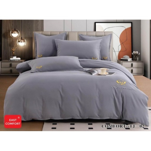 Премиум спално бельо за двойно легло HoReCa, 6 части, финет с бродирано лого EAST COMFORT – Комфорт и елегантност за хотели и къщи за гости, код EST-TJ02