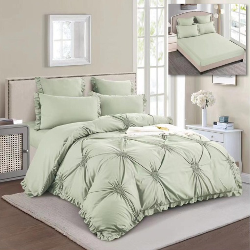 Двоен спален комплект, с ластик, мек памук Soft Touch, 6 части, с бродерия SPR-T1-09