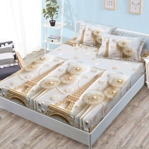 Чаршаф с ластик 160x200 см + 2 калъфки за възглавница 50x70 см SPR-JE-13