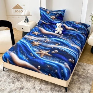 Чаршаф с ластик, плътен памук, 5D принт идентичен със снимката, 160x200 см, 2 калъфки за възглавници 50x70 см JOJ-5HD-12