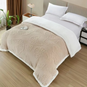 Одеяло Cocolino с шерпа кожа и цип, 200x230 см, модел с 3D пеперуди, код SPR-PH-04