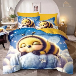 Спално бельо за двойно легло, фин памук, дигитален 5D принт – идентичен със снимката, с ластик, 6 части, код JOJ-5DF-15