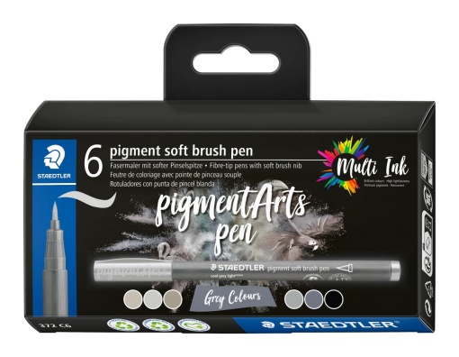 Флумастери Staedtler Pigment soft Brush 372, 6 цвята