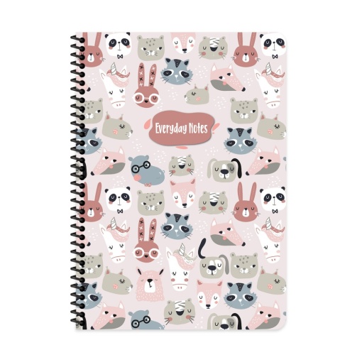 Тетрадка А4 80 Л. Мкв Картонена Корица, Спирала, Animal Friends