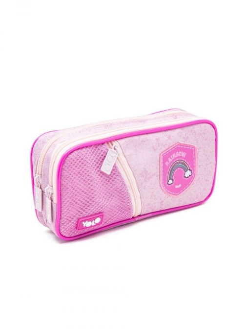 Ученически Несесер С Два Ципа Yolo Pink Badges