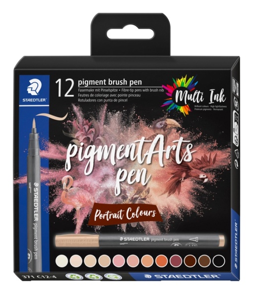 Флумастери Staedtler Pigment Brush 371, 12 цв, телесни цветове