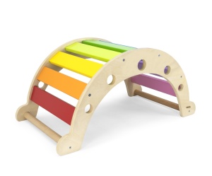 Дървена люлка Rocker Bridge 2 в 1, Montessori Rainbow Swing - Img 4