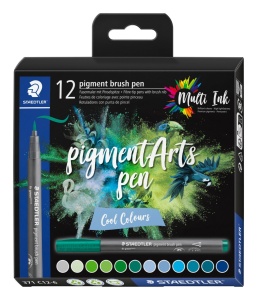 Флумастери Staedtler Pigment Brush 371, 12цв,студени цв