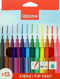Флумастери Optima, 12 цвята
