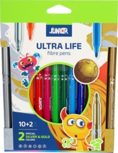 Ултра Дълготрайни Флумастери 10+2 Цвята Junior