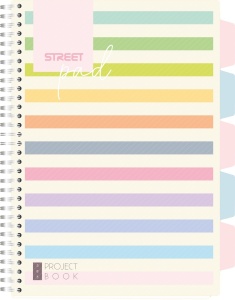 Тетрадка Street Pad, А4, спирала, PP, 100л, малки квадратчета, ленти