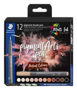 Флумастери Staedtler Pigment Brush 371, 12 цв, телесни цветове