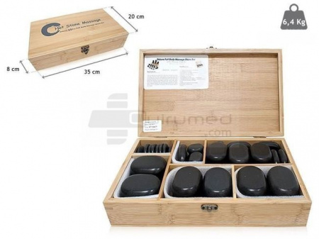 QMED 064-H45TC2 - Pietre calde din Bazalt pentru terapii, in cutie de lemn