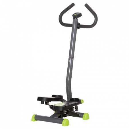 HOMCOM A90-263GY- Stepper cu maner, monitor LCD si pedale antiderapante din otel si ABS
