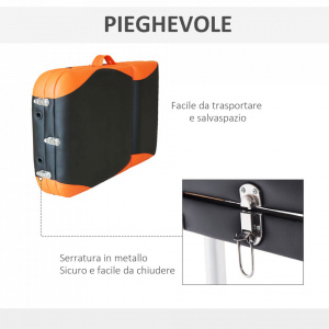 HOMCOM 700-039- Sezlong pentru masaj profesional pliabil din aluminiu, negru si portocaliu, 214 x 60 cm - Img 2