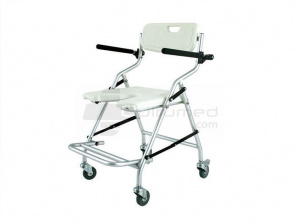 QMED 183-791L-A - Scaun pliant de dus, cu rotile, cotiere rabatabile - Img 1