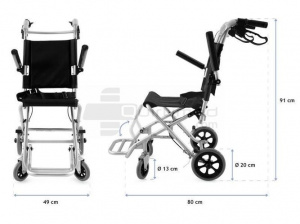 QMED 183-9001L-36 - Scaun pliabil aluminiu cu frane, transport, acasa - Img 2