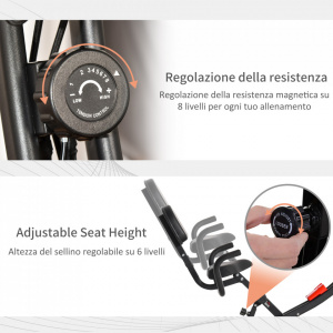 HOMCOM A90-196RD- Bicicleta pliabila 2 in 1 rezistenta, 8 nivele, elastice pentru brate - Img 5