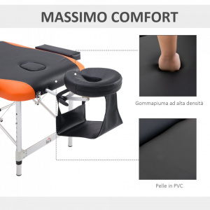 HOMCOM 700-039- Sezlong pentru masaj profesional pliabil din aluminiu, negru si portocaliu, 214 x 60 cm - Img 5