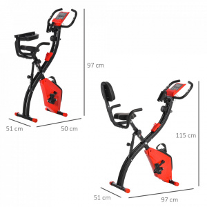 HOMCOM A90-196RD- Bicicleta pliabila 2 in 1 rezistenta, 8 nivele, elastice pentru brate - Img 6
