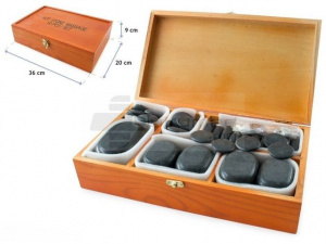 QMED 956-PHS60W - Pietre Calde Bazalt, Terapie Geotermica, Cutie Lemn