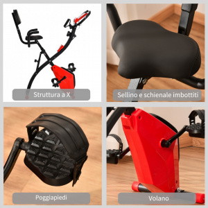 HOMCOM A90-196RD- Bicicleta pliabila 2 in 1 rezistenta, 8 nivele, elastice pentru brate - Img 7