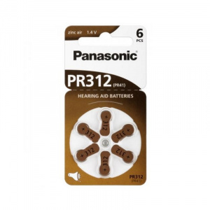 PANASONIC PR312 - Baterii Zinc Air Aparate Auditive, 1.4V, 6 Bucati