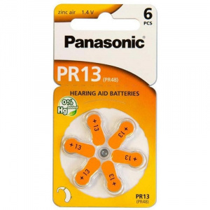 PANASONIC PR13 - Baterii Zinc Air 1.4V, Aparate Auditive, 6 Bucati