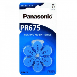 PANASONIC PR675 - Baterii Zinc Air 1.4V, Aparate Auditive, 6 Buc