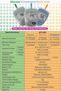 EasyTouch GCU - Aparat Masurare Glicemie, Colesterol, Acid Uric, Aparat 3 in 1 - Img 3