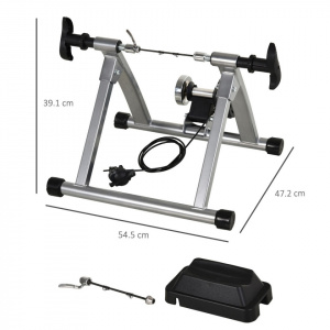 HOMCOM 5661-0061- Suport rola pentru bicicleta magnetic pentru antrenament acasa, argintiu - Img 1