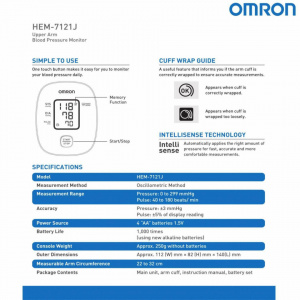 OMRON M2 BASIC (HEM-7121J-E) - Tensiometru Digital, Automat Braț, INTELLISENSE - Img 3